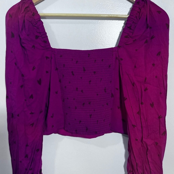 Fuchsia Heart Print Women's Top - Picture 6 of 9